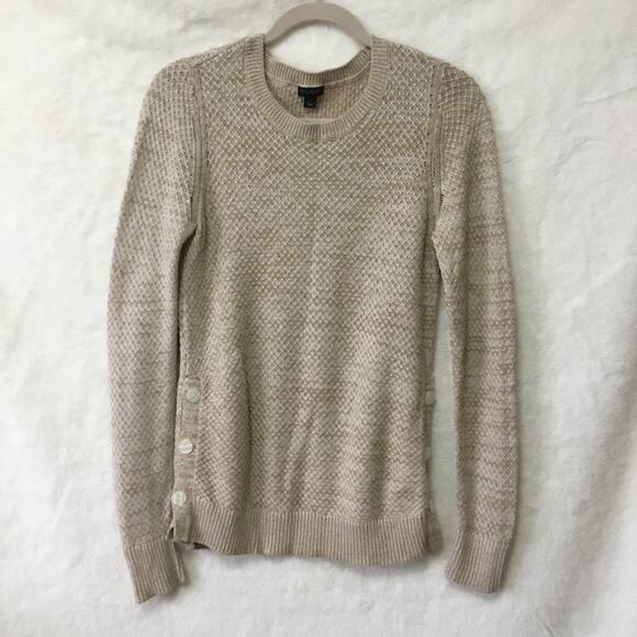 Ann Taylor Factory Sweaters - Ann Taylor Light Brown Side Button Sweater